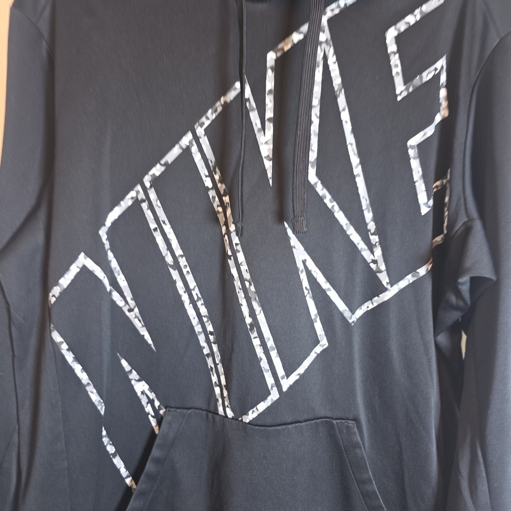 Nike Men's Black Pullover Hoodie with Diagonal Logo - Picture 2 of 8